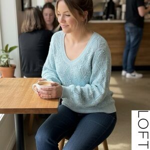 LOFT Women's Soft Seafoam  Scoop Neck Sweater
